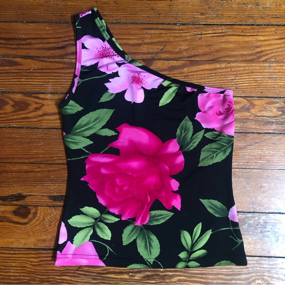 Vintage Y2K XOXO One Shoulder Rose Top
